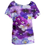 Graphic Background Pansy Easter Women s Oversized Tee