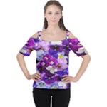 Graphic Background Pansy Easter Cutout Shoulder Tee