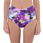 Graphic Background Pansy Easter Reversible High-Waist Bikini Bottoms