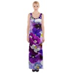 Graphic Background Pansy Easter Maxi Thigh Split Dress