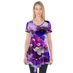 Graphic Background Pansy Easter Short Sleeve Tunic 