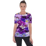 Graphic Background Pansy Easter Short Sleeve Top