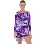 Graphic Background Pansy Easter Asymmetric Cut-Out Shift Dress