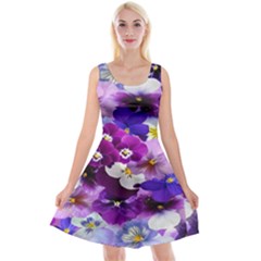 Graphic Background Pansy Easter Reversible Velvet Sleeveless Dress by Sapixe