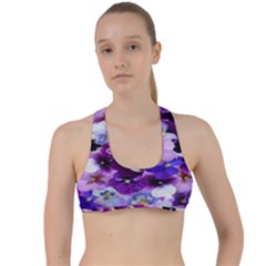 Graphic Background Pansy Easter Criss Cross Racerback Sports Bra by Sapixe