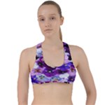 Graphic Background Pansy Easter Criss Cross Racerback Sports Bra