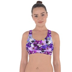 Graphic Background Pansy Easter Cross String Back Sports Bra by Sapixe