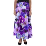 Graphic Background Pansy Easter Flared Maxi Skirt