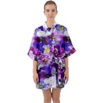 Graphic Background Pansy Easter Quarter Sleeve Kimono Robe