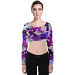 Graphic Background Pansy Easter Velvet Crop Top