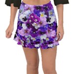 Graphic Background Pansy Easter Fishtail Mini Chiffon Skirt