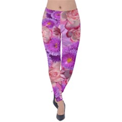 Flowers Blossom Bloom Nature Color Velvet Leggings