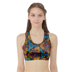 Grubby Colors Kaleidoscope Pattern Sports Bra With Border