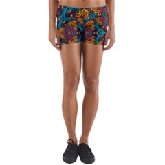 Grubby Colors Kaleidoscope Pattern Yoga Shorts by Sapixe