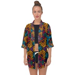 Grubby Colors Kaleidoscope Pattern Open Front Chiffon Kimono by Sapixe