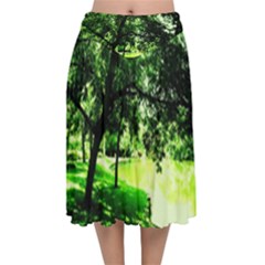 Lake Park 17 Velvet Flared Midi Skirt by bestdesignintheworld