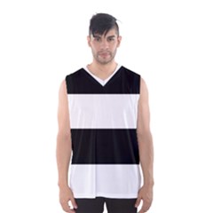 Black And White Striped Pattern Stripes Horizontal Men s Basketball Tank Top by yoursparklingshop