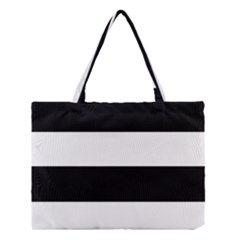 Black And White Striped Pattern Stripes Horizontal Medium Tote Bag by yoursparklingshop