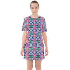 Artwork By Patrick-colorful-34 1 Sixties Short Sleeve Mini Dress by ArtworkByPatrick