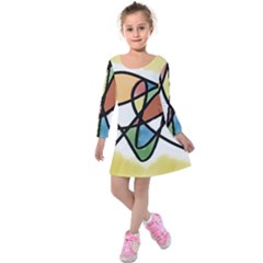 Abstract Art Colorful Kids  Long Sleeve Velvet Dress by Modern2018