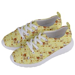 Funny Sunny Ice Cream Cone Cornet Yellow Pattern  Women s Lightweight Sports Shoes by yoursparklingshop