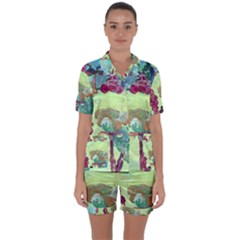 Trail 1 Satin Short Sleeve Pyjamas Set by bestdesignintheworld