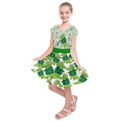 Green Crocodiles Prints Kids  Short Sleeve Dress by PattyVilleDesigns