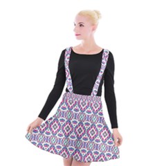 Colorful Folk Pattern Suspender Skater Skirt by dflcprints