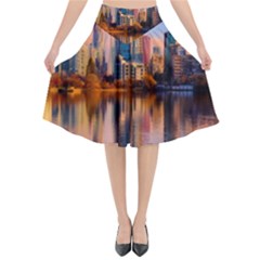 Vancouver Canada Sea Ocean Flared Midi Skirt by Simbadda