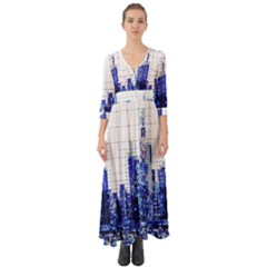 Skyscrapers City Skyscraper Zirkel Button Up Boho Maxi Dress by Simbadda