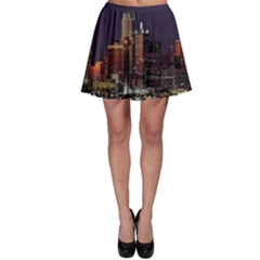 Dallas Texas Skyline Dusk Usa Skater Skirt