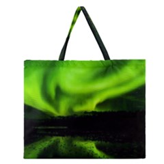 Aurora Borealis Northern Lights Sky Zipper Large Tote Bag by Simbadda