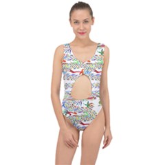 Dragon Asian Mythical Colorful Center Cut Out Swimsuit