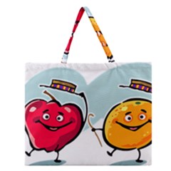 Dancing Fruit Apple Organic Fruit Zipper Large Tote Bag by Simbadda