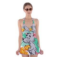 Mouse Cheese Tail Rat Hole Halter Dress Swimsuit  by Simbadda