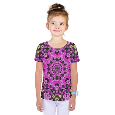 Namaste Decorative Flower Pattern Of Floral Kids  One Piece Tee by pepitasart