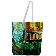 Old Tree And House With An Arch 5 Full Print Rope Handle Tote (large) by bestdesignintheworld