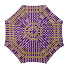 Purple Yellow Wavey Lines Golf Umbrellas by BrightVibesDesign