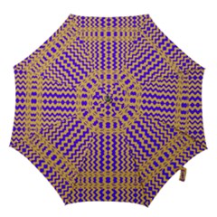 Purple Yellow Wavey Lines Hook Handle Umbrellas (large) by BrightVibesDesign