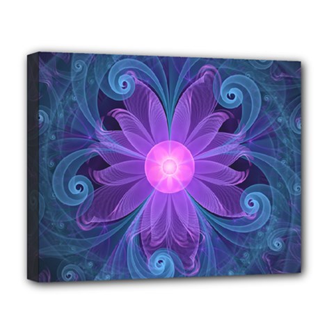 Blown Glass Flower Of An Electricblue Fractal Iris Deluxe Canvas 20  X 16   by jayaprime
