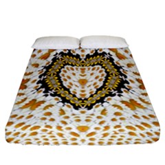 Hearts In A Field Of Fantasy Flowers In Bloom Fitted Sheet (california King Size) by pepitasart