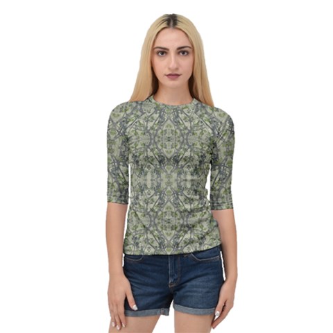 Modern Noveau Floral Collage Pattern Quarter Sleeve Raglan Tee by dflcprints