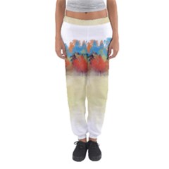 Colorful Tree Landscape In Orange And Blue Women s Jogger Sweatpants by digitaldivadesigns