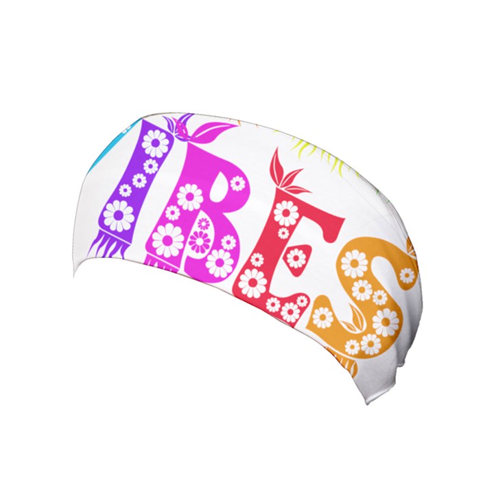 Good Vibes Rainbow Floral Typography Yoga Headband