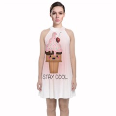 Stay Cool Velvet Halter Neckline Dress  by ZephyyrDesigns
