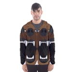 Bear Brown Set Paw Isolated Icon Hooded Windbreaker (Men)