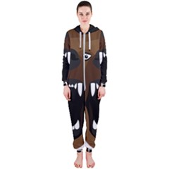 Bear Brown Set Paw Isolated Icon Hooded Jumpsuit (ladies)  by Nexatart