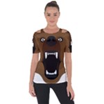 Bear Brown Set Paw Isolated Icon Short Sleeve Top