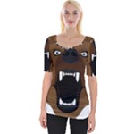 Bear Brown Set Paw Isolated Icon Wide Neckline Tee