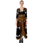 Bear Brown Set Paw Isolated Icon Button Up Boho Maxi Dress